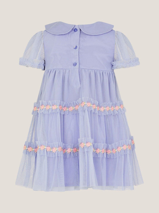 Monsoon Blue Baby Floral Embroidered Tulle Dress image 2