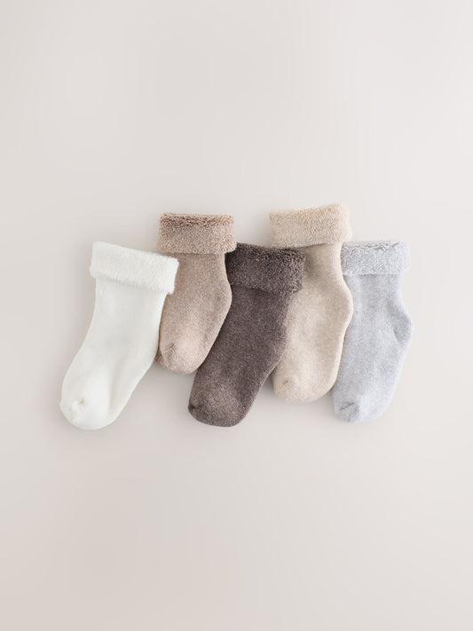 Neutral Roll Top Baby Socks 5 Pack - image 1