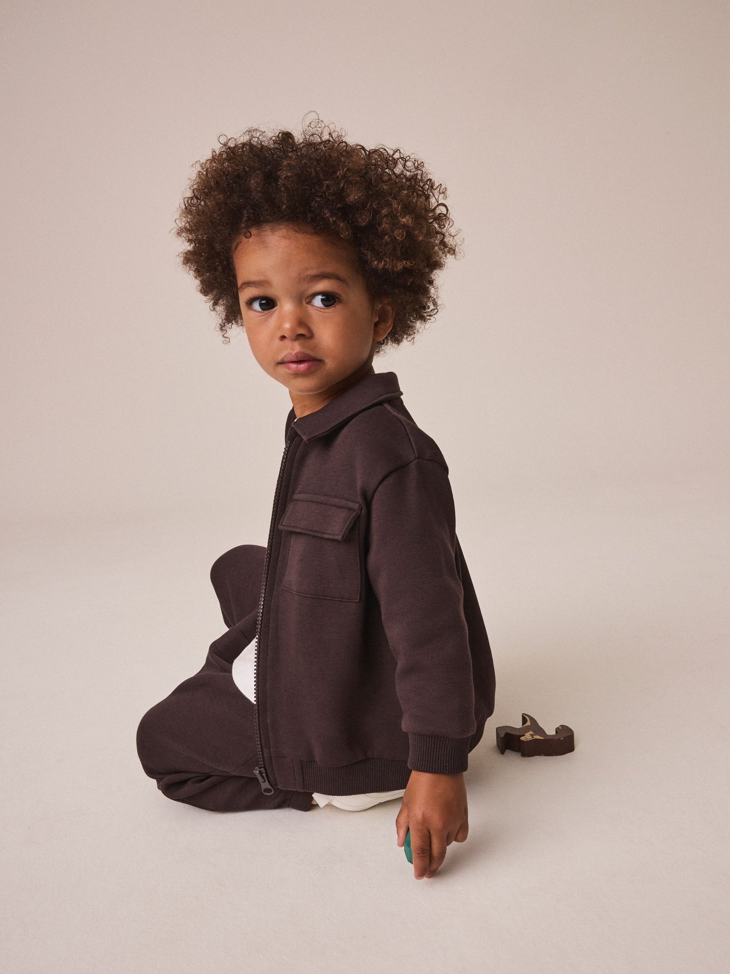 Chocolate Brown Smart Jacket Top & Trousers Set 3 Piece (3mths-7yrs) image 3