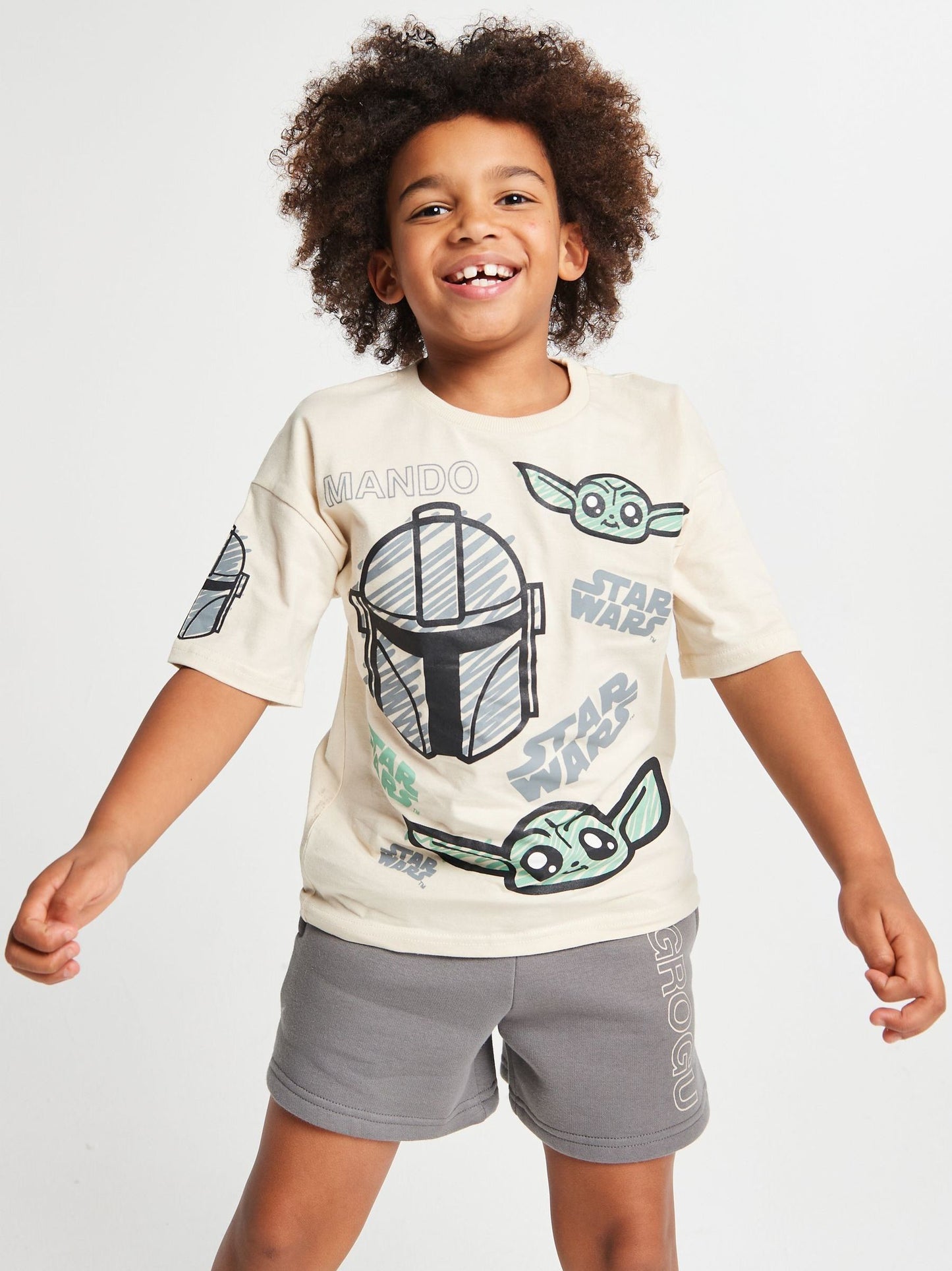 Dsiney Kidz - Brand Threads Natural Mandalorian T-Shirt and Shorts Set image 4