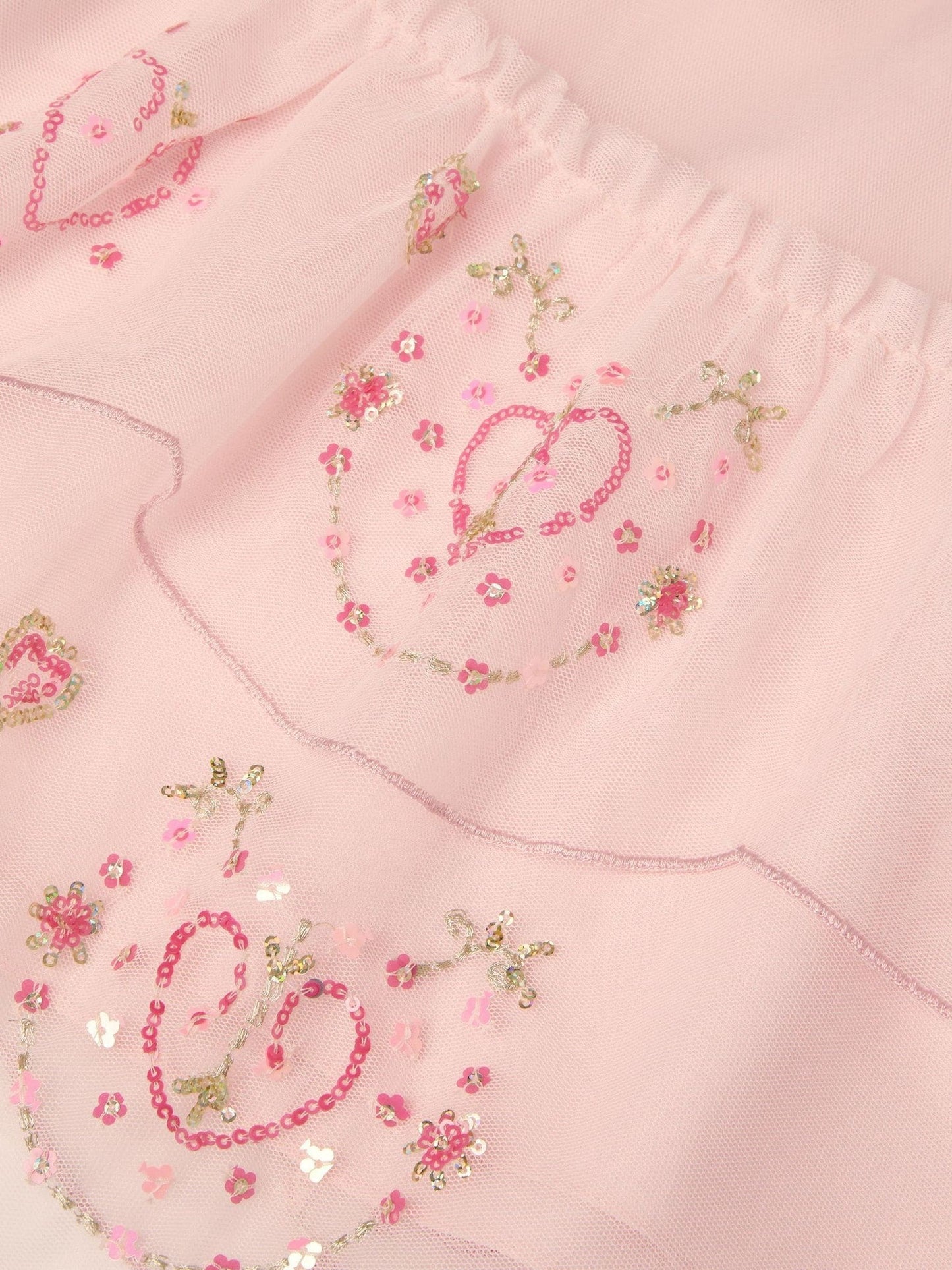Monsoon Pink Heart Embellished Mesh Party Dress image 4