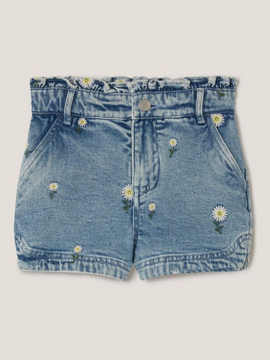 Monsoon Blue Daisy Embroidered Denim Shorts image 2