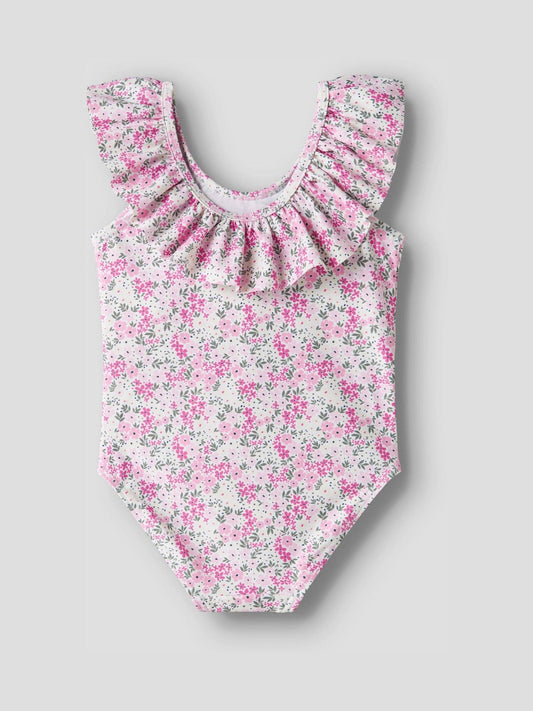 Dsiney Kidz - Name It White Ditsy Floral Frill Swimsuit image 2