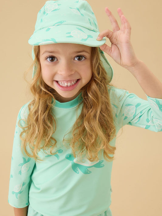 Dsiney Kidz - MORI Green Sea Turtle Sun Safe Long Sleeve Rash Vest Swim Top image 2