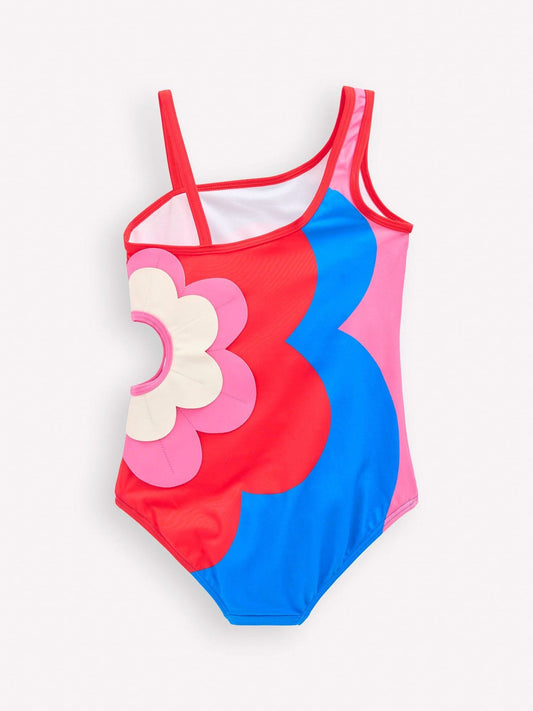 Boden Pink One Shoulder Appliqué Swimsuit image 2