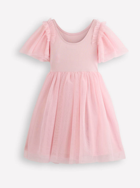 Boden Pink Short Sleeve Logo Tulle Dress image 2
