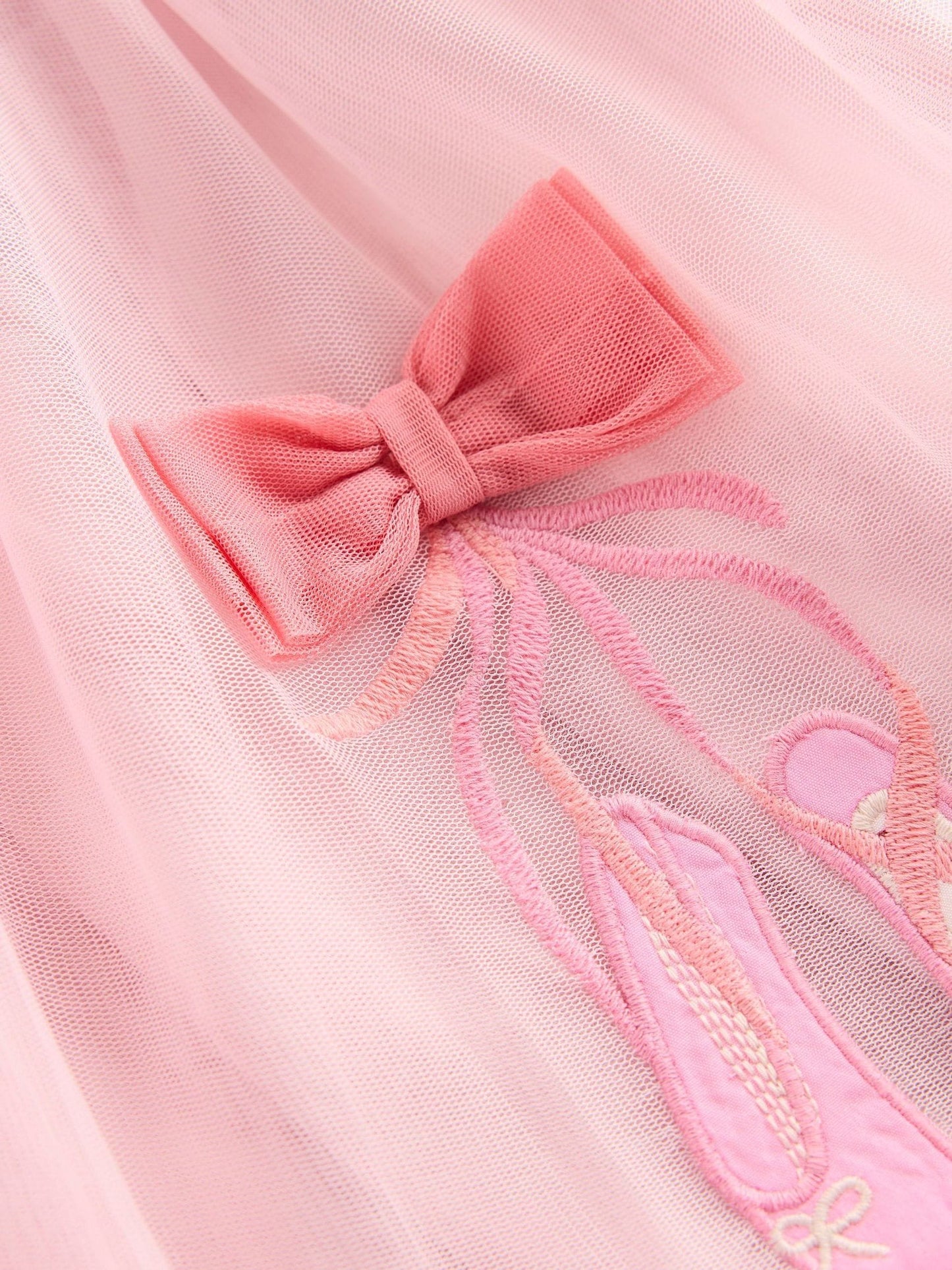 Boden Pink Short Sleeve Logo Tulle Dress image 3