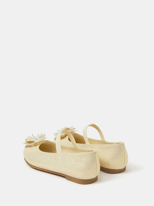 Angels By Accessorize Gold Girls Appliqué Flower Ballet Shoes image 2
