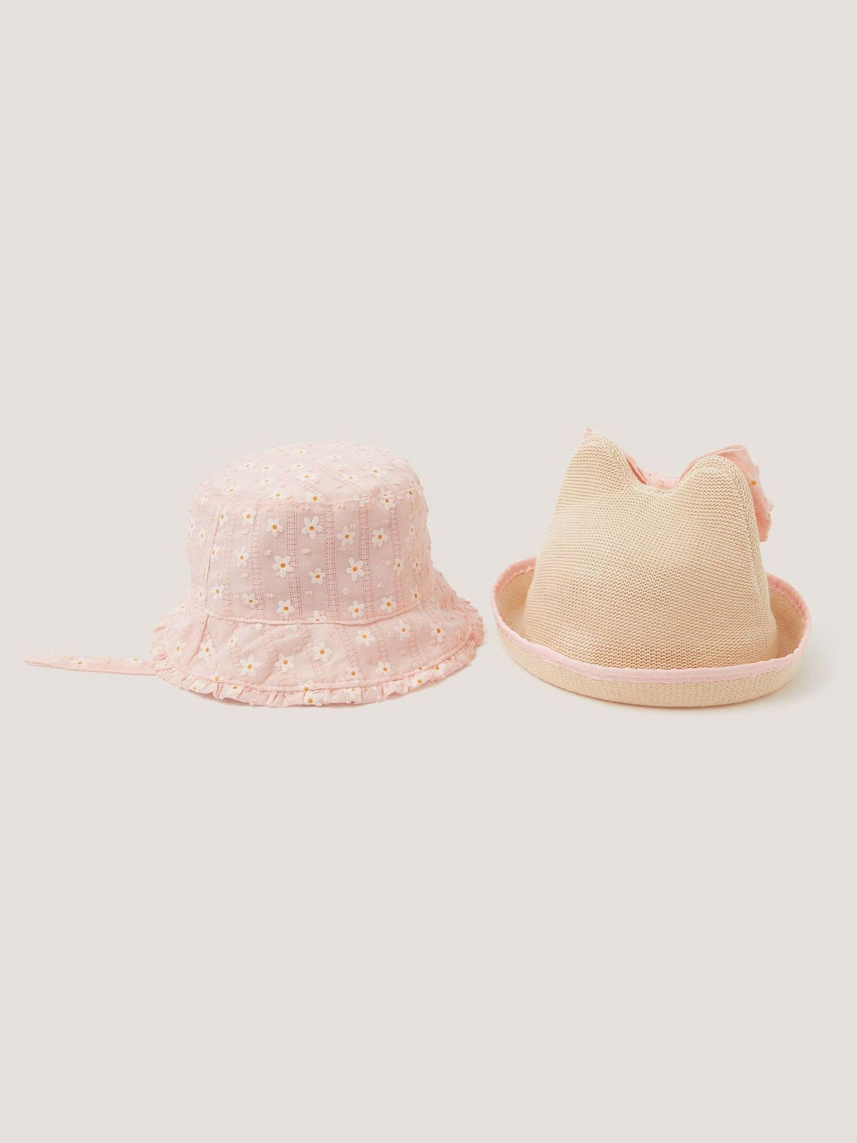 Monsoon Pink Baby Embroidered Bunny Hats 2-Pack image 2