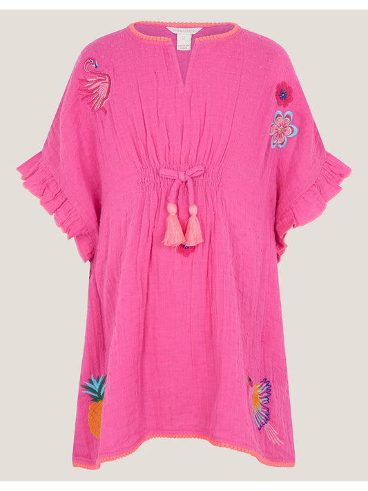 Monsoon Pink Embroidered Cotton Kaftan image 2