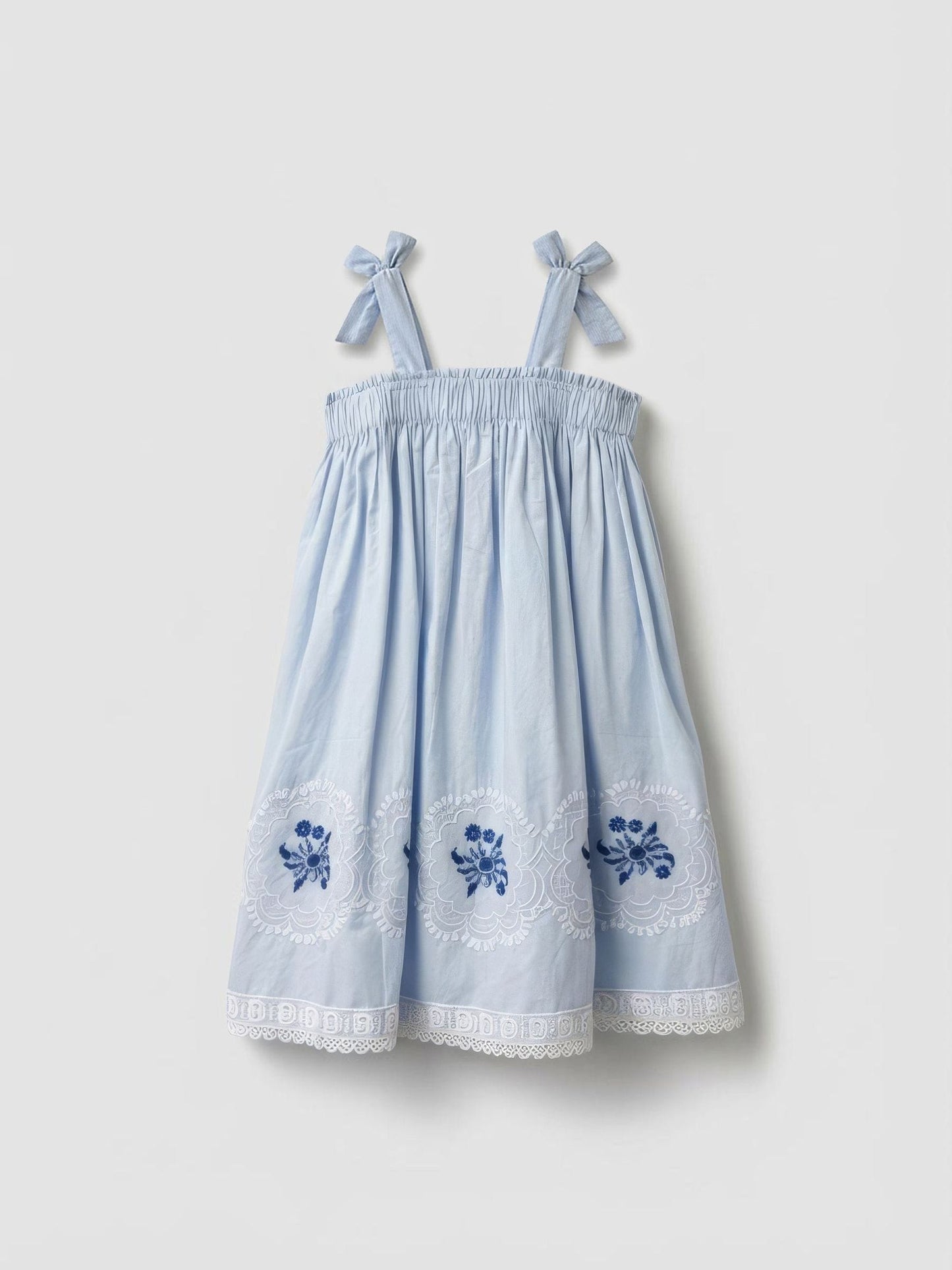 Angel & Rocket Blue Aliy Tie Shouder Embroidered Dress image 6