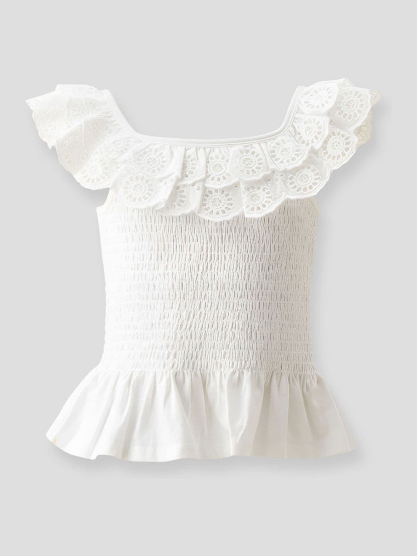 Dsiney Kidz - Angel & Rocket White Charlie Broderie Frill Shirred Vest Top image 6