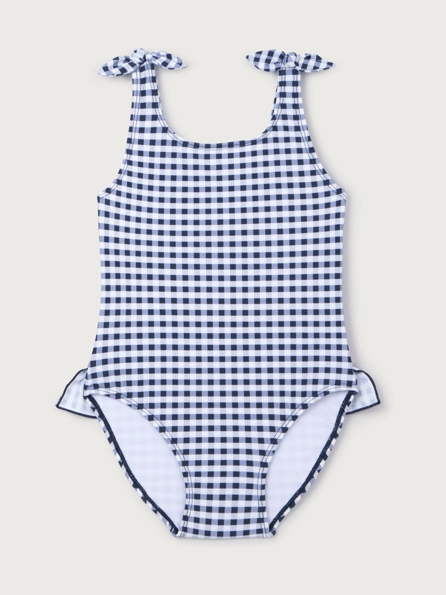 The White Company Blue Gingham Knotted Swimsuit image 1
