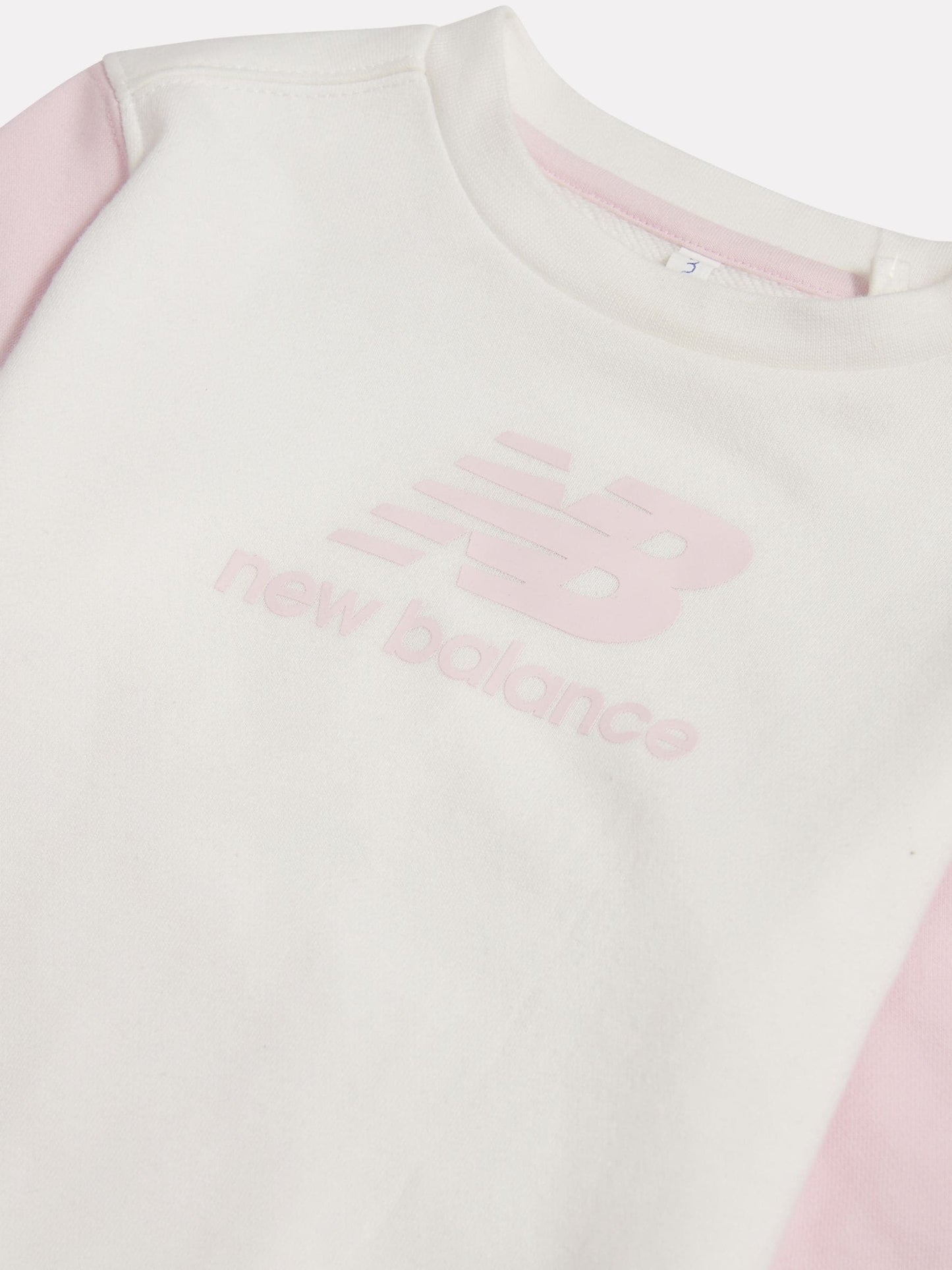 New Balance Pink/White FT Colourblock Curved Hem Crew & Joggers Set image 4