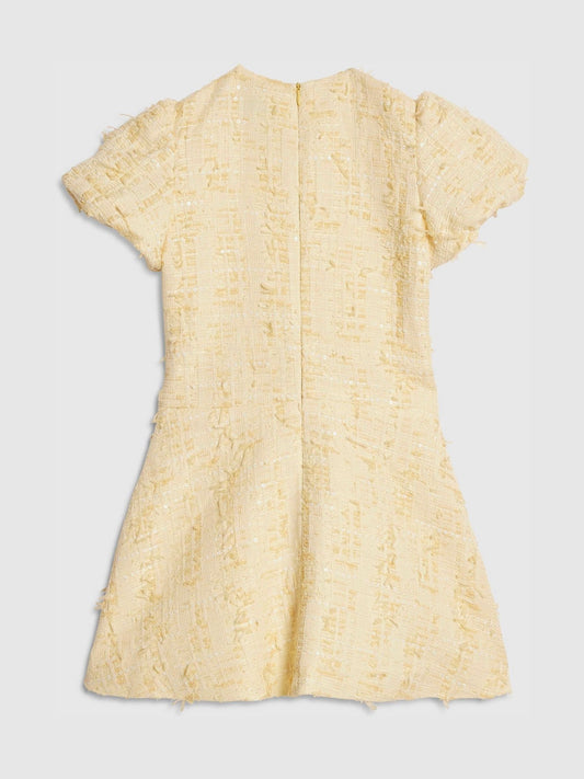 River Island Yellow Bow Boucle Pearl Dress image 2