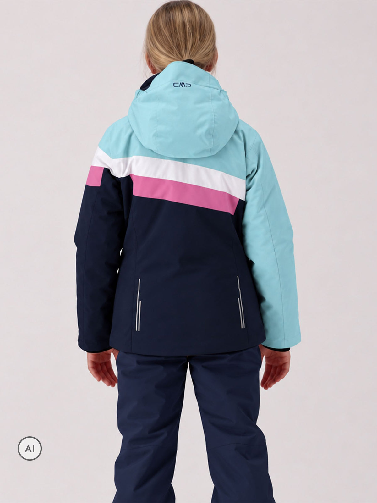 CMP Blue Striped Colour Block Waterproof Ski Jacket And Trousers Set - image 4