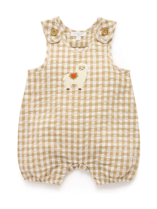 Purebaby Natural Llama Gingham Romper image 2