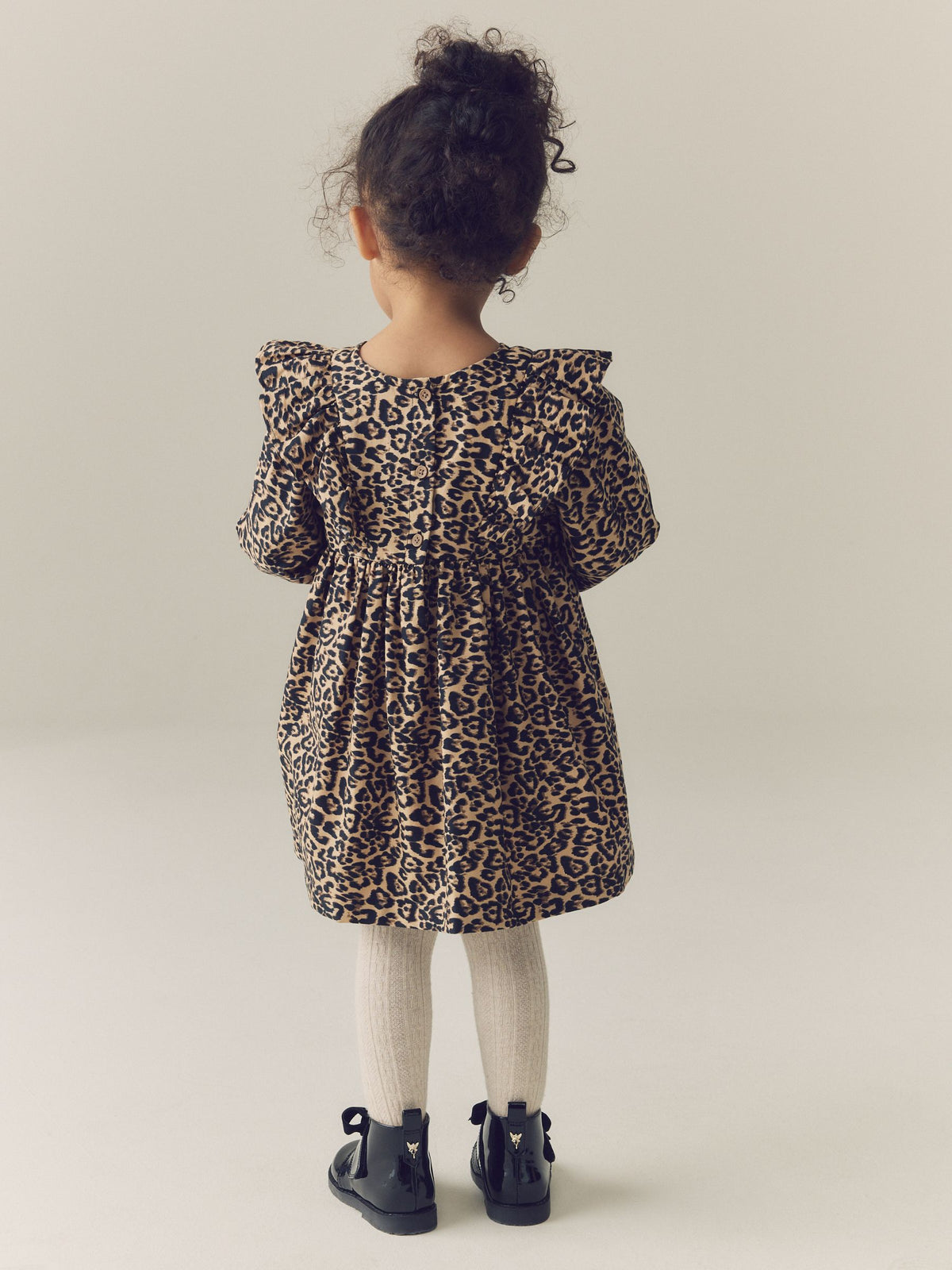 Dsiney Kidz - Leopard Animal Print Velvet Bow Long Sleeve Check Dress (3mths-8yrs) image 4
