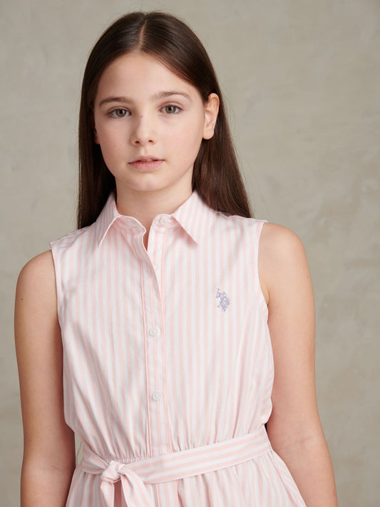 Dsiney Kidz - U.S. Polo Assn Pink Striped Sleeveless Shirt Dress image 2