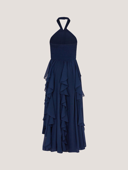 Dsiney Kidz - Monsoon Navy Blue Arizona Halter Ruffle Prom Dress image 2