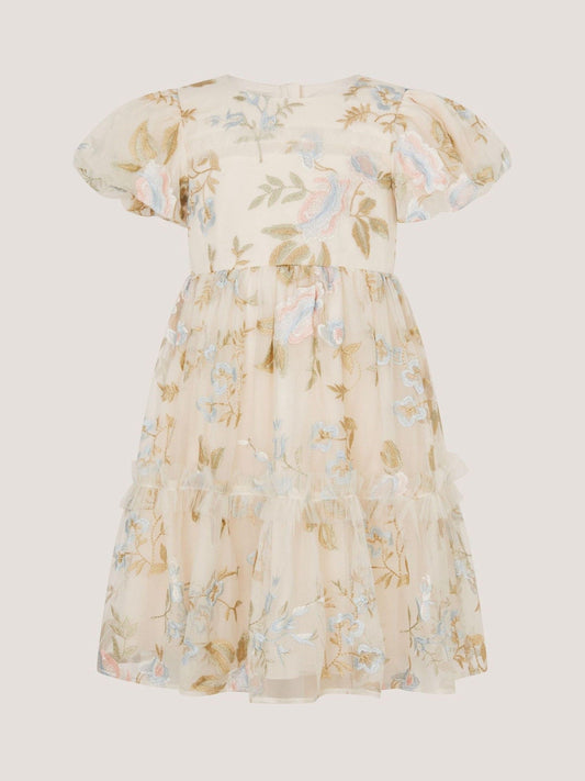 Monsoon Cream Azalea Ruffle Floral Embroidered Party Dress image 2
