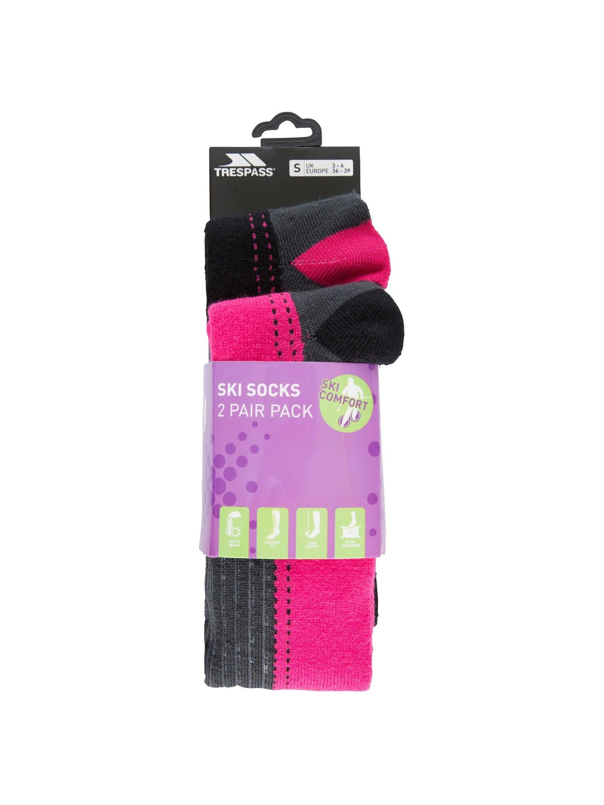Trespass Pink Janus II Long Length Ski Socks 2 Pack - image 6
