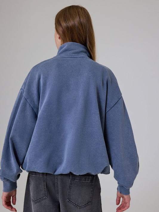 smALLSAINTS Blue Zip Up Bubble Hem Sweatshirt - image 2