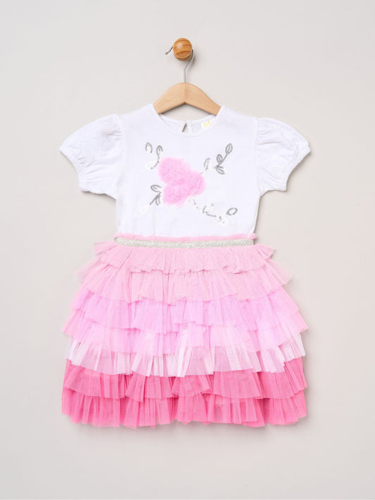 Dsiney Kidz - Miss Light Pink Sequin Embroidery Floral Tutu Dress image 2