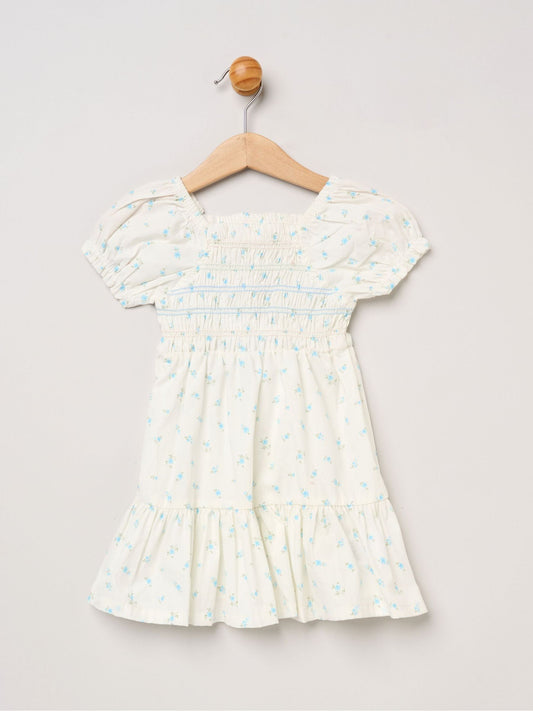 Dsiney Kidz - Miss Blue Ditsy Smocked Embroidery Dress With Matching Headband Set image 2