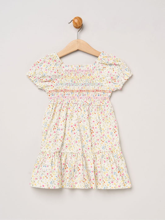 Dsiney Kidz - Miss White Ditsy Embroidered Smocked Dress With Headband Set image 2
