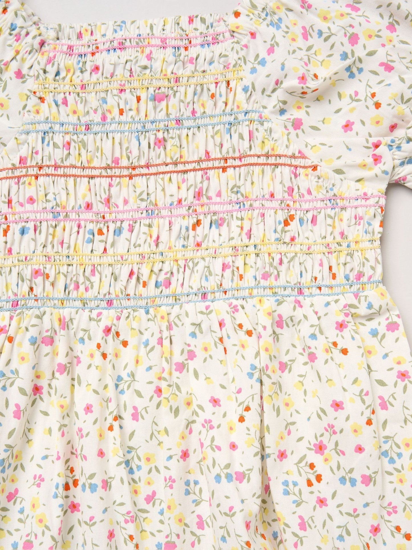 Miss White Ditsy Embroidered Smocked Dress With Headband Set image 3