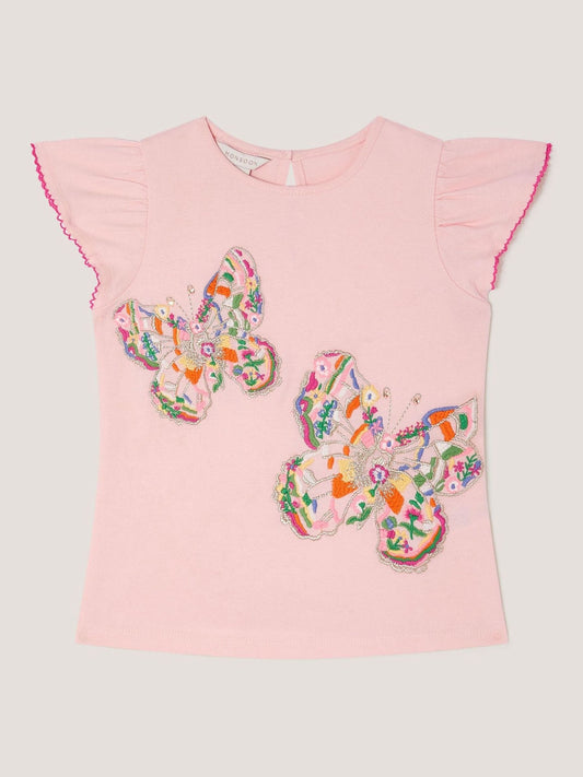 Dsiney Kidz - Monsoon Pink Butterfly Embroidered T-Shirt image 2