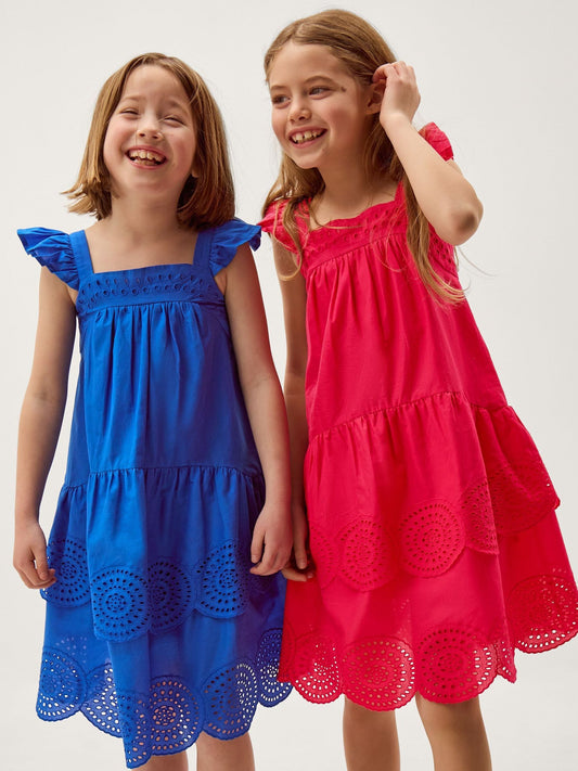 Dsiney Kidz - Monsoon Pink Broderie Tiered Cotton Dress image 2