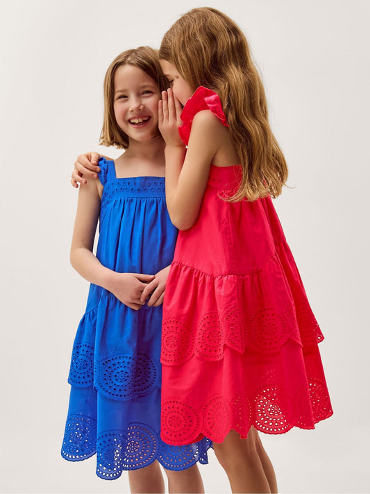 Dsiney Kidz - Monsoon Blue Broderie Tiered Cotton Dress image 2
