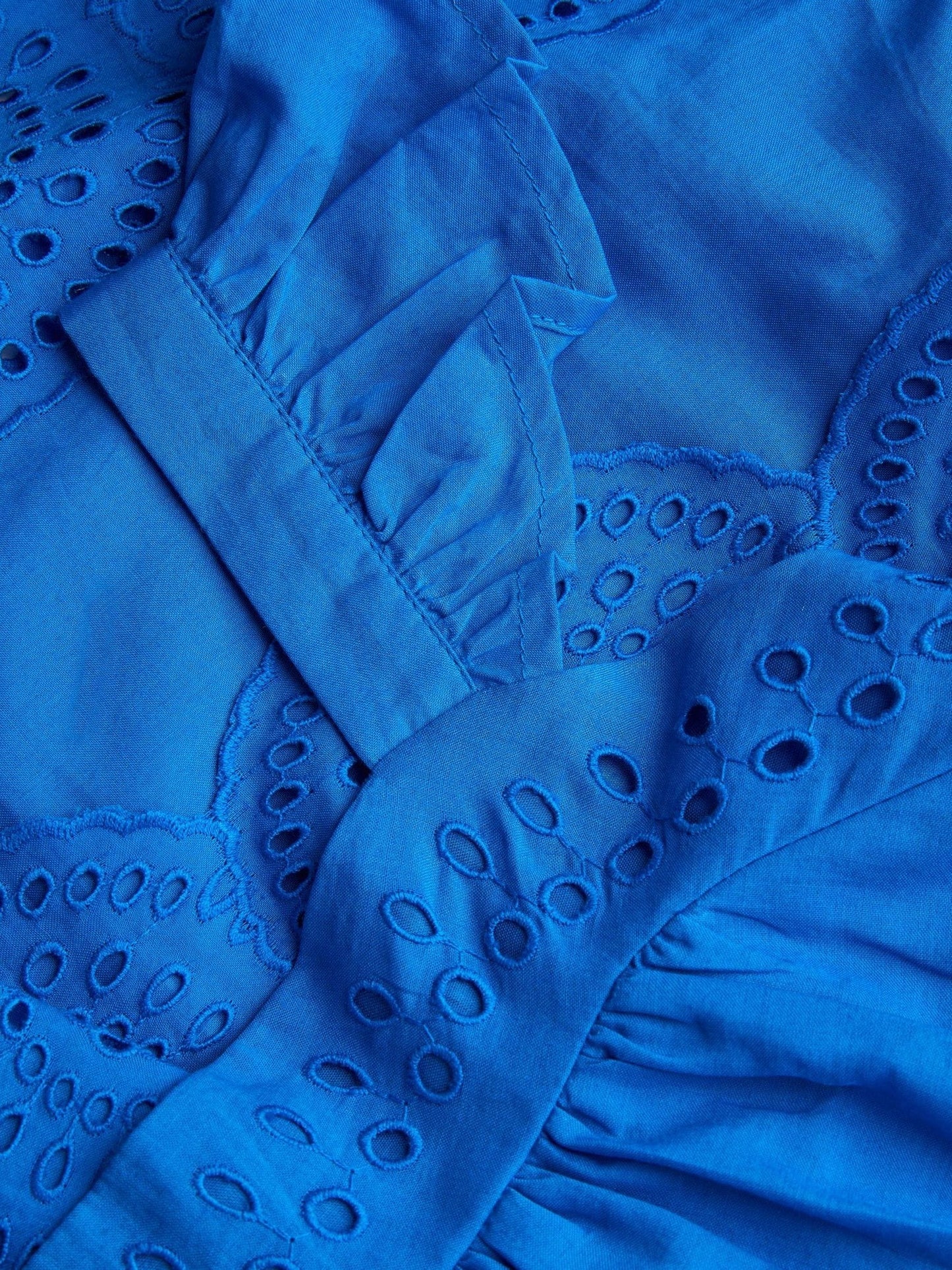 Monsoon Blue Broderie Tiered Cotton Dress image 4