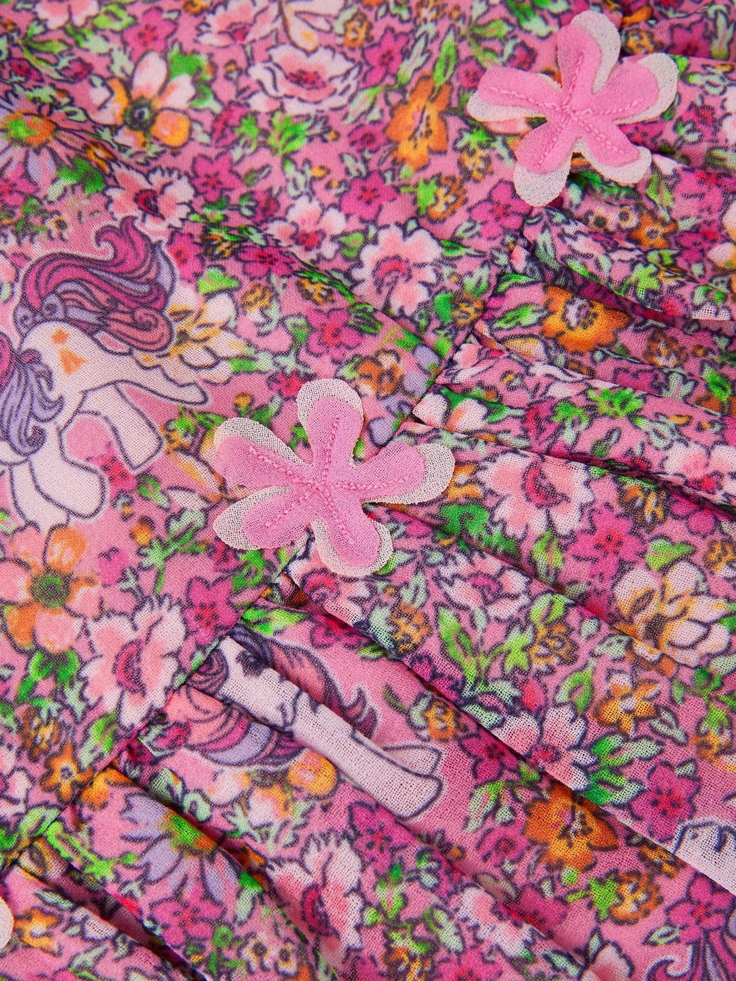 Monsoon Pink My Little Pony Ditsy Floral Print Dress image 4