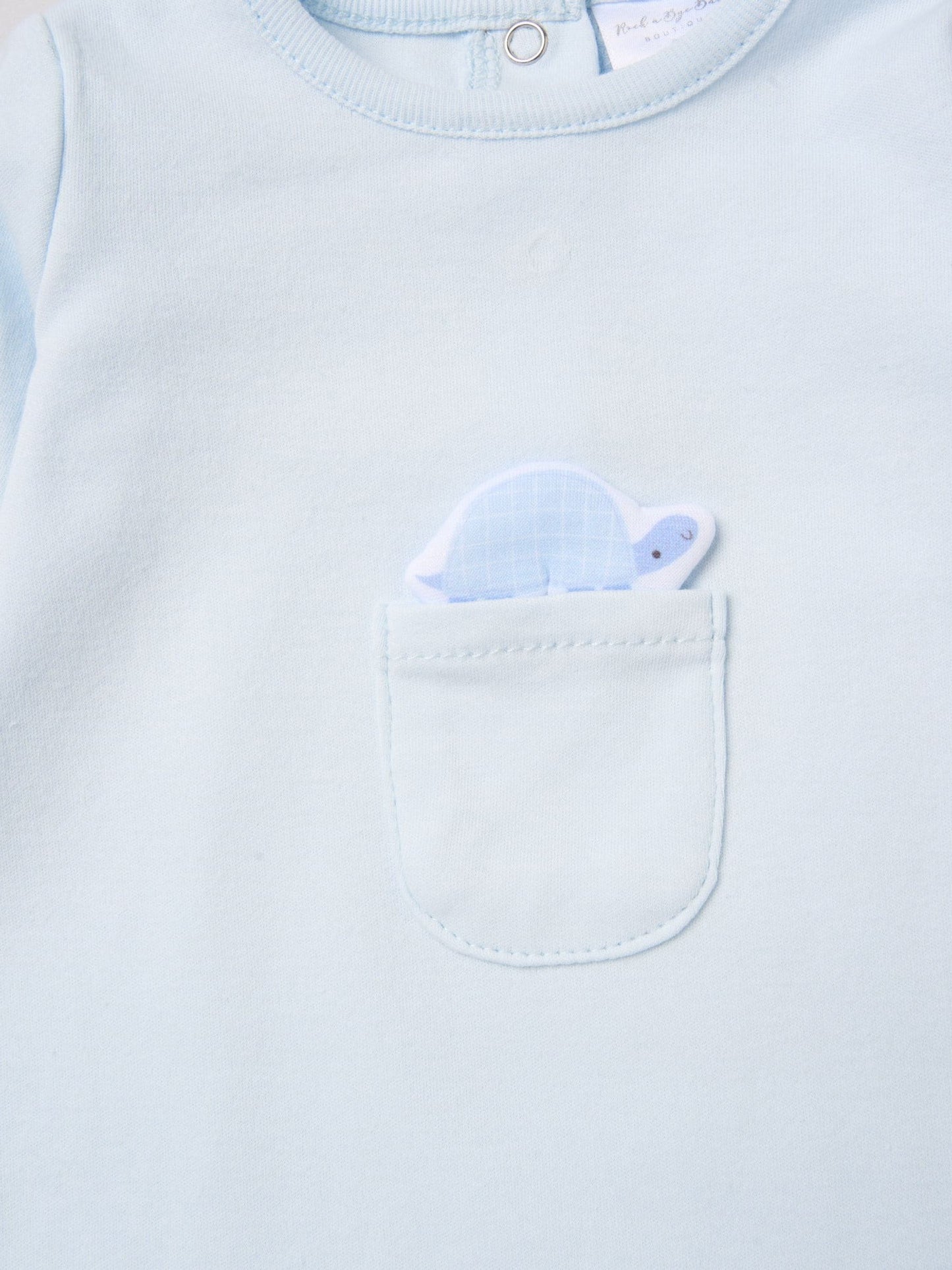 Rock-A-Bye Baby Boutique Blue Sleepsuit With Appliqué Bear With Cloud Pocket image 3
