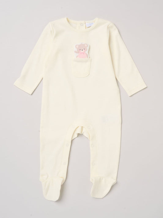 Rock-A-Bye Baby Boutique Yellow Sleepsuit With Appliqué Bear With Cloud Pocket image 2
