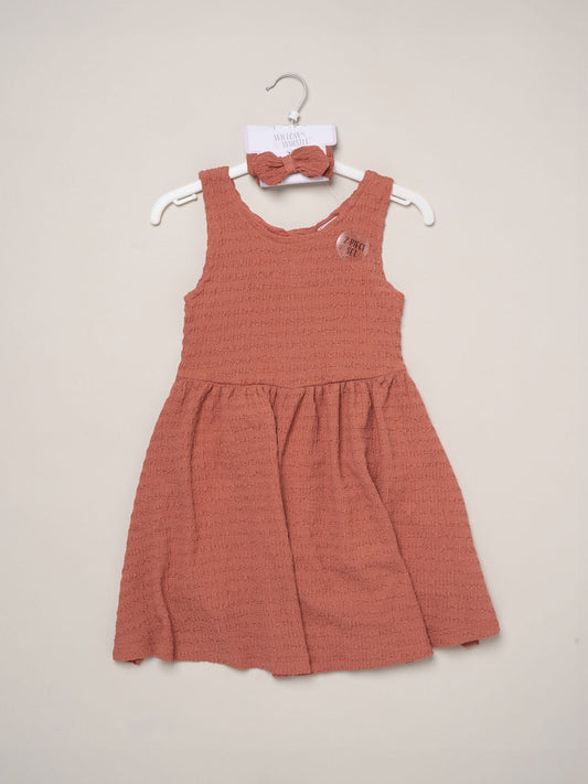 Dsiney Kidz - Miss Red Textured Dress And Headband Outfit Set image 2