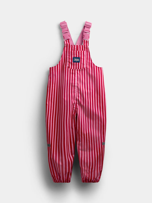 JoJo Maman Bébé Pink Stripe Waterproof Packaway Dungarees image 2