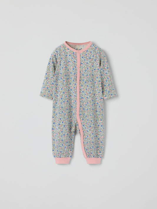 Polarn O. Pyret Pink Cotton Floral Sleepsuit image 2