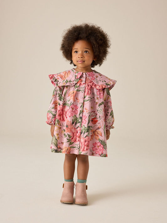 Pink Floral Long Sleeve Collar Dress (3mths-7yrs) - image 2