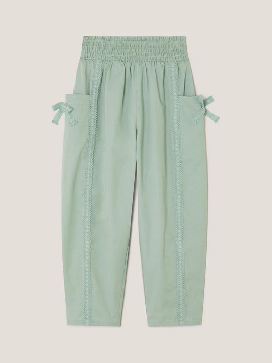Monsoon Green Lace Trim Barrel Trousers image 2