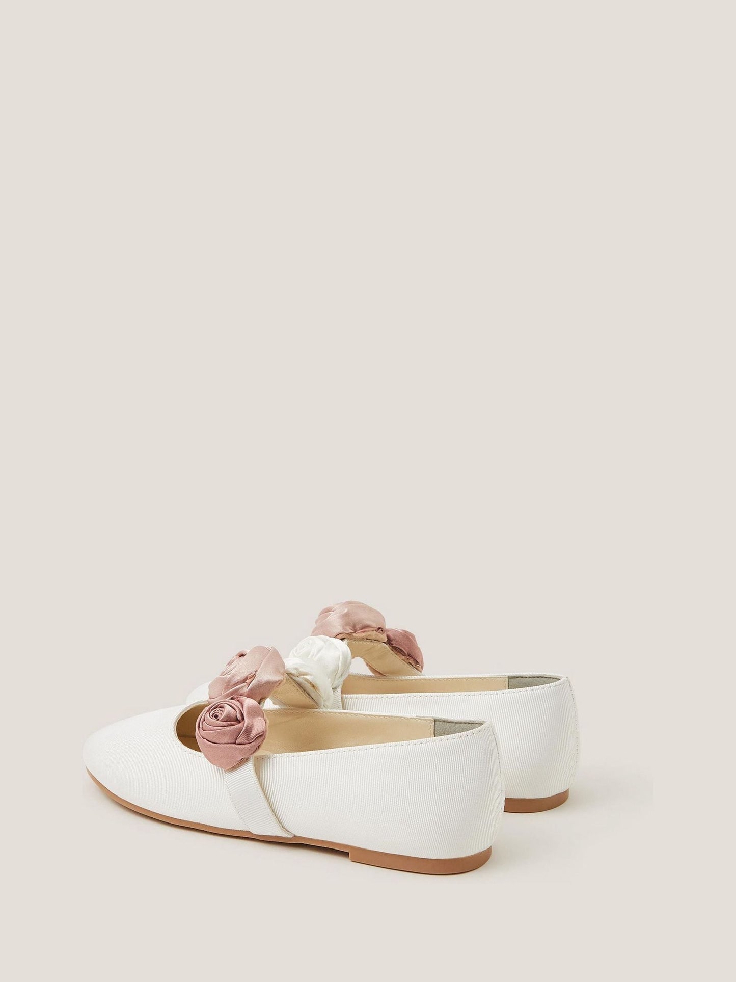 Monsoon Cream Rosette Strap Ballet Flats image 3