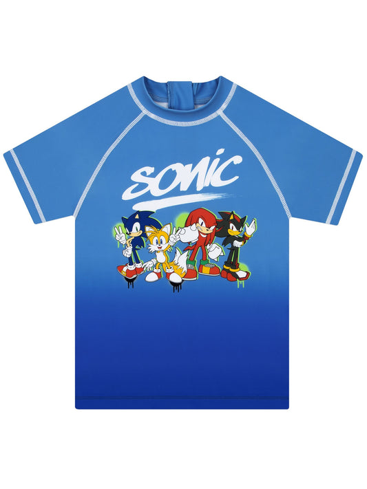 Character Blue Sonic The Hedgehog Rash Guard And Swim Shorts image 2