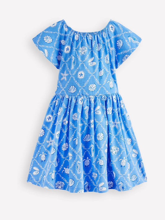 Boden Blue Flutter Sleeve Twirly Dress image 2