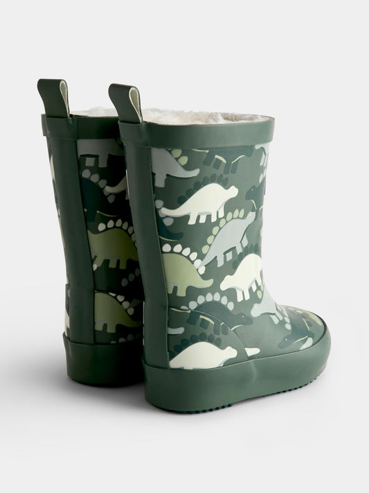 Dsiney Kidz - JoJo Maman Bébé Green Dinosaur Cosy Lined Wellies image 2