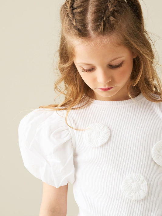 Dsiney Kidz - Angel & Rocket White Agatha Rib Puff Sleeve T-Shirt image 2