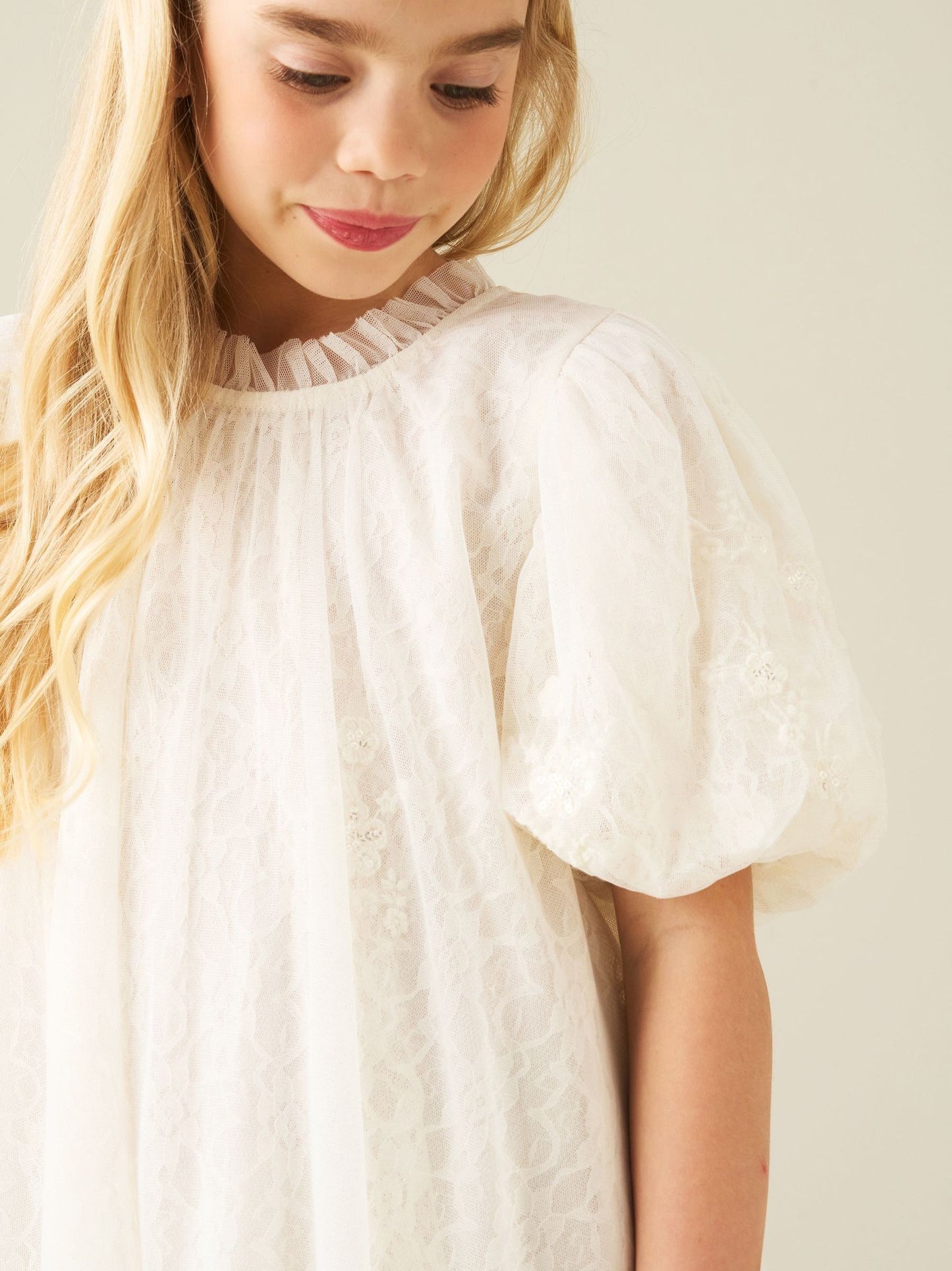 Dsiney Kidz - Angel & Rocket White Marcella Embroidered Mesh Dress image 4
