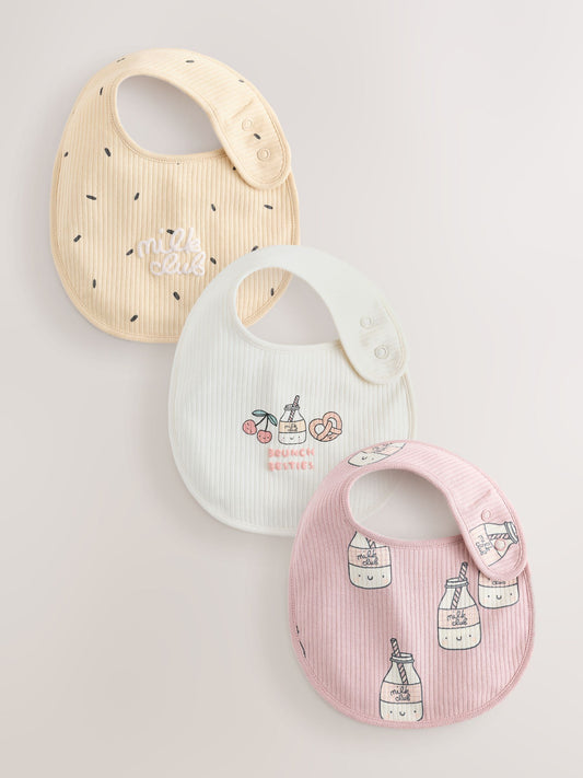 Dsiney Kidz - Pink/Cream Brunch Baby Bibs 3 Pack image 1
